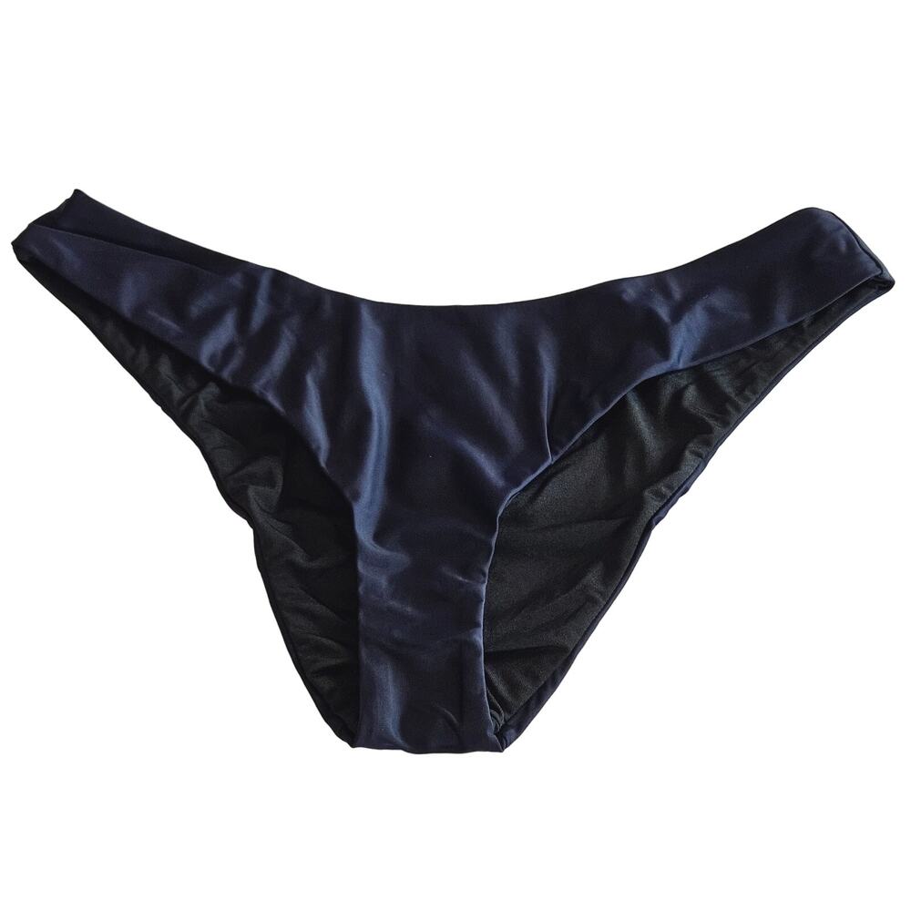 J Crew Curved Waist Cheeky Bikini Bottom Navy Women's Large Swim Beach Pool‎